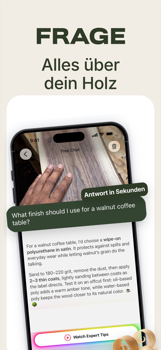 Fragen zu deinem Holz stellen: Tree Chat empfiehlt eine Oberflächenbehandlung für einen Tisch aus Schwarznuss