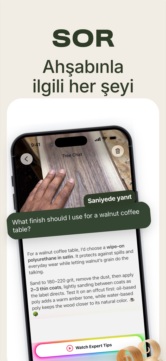 Ahşabınız hakkında merak ettiklerinizi sorun: Tree Chat ceviz masa için yüzey işlemi öneriyor